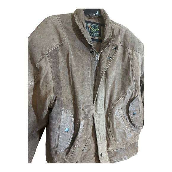 Reed sportswear Men’s vintage brown Genuine leather bomber jacket size XL - Picture 2 of 6